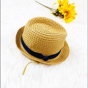 Hologen NEW Straw type Hat w Navy Trim